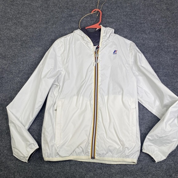 K-Way Other - K-Way Jacques Plus Double Jacket Mens Medium White Hooded Windbreaker Coat